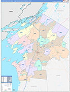 Watertown-Fort Drum Metro Area Wall Map Color Cast Style